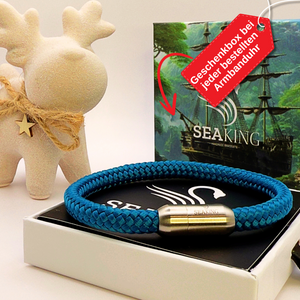 Armband SeaKing XMAS Edition – tiefblaues nautisches Armband mit starkem Magnetverschluss aus Edelstahl, perfekt als festliches Geschenk