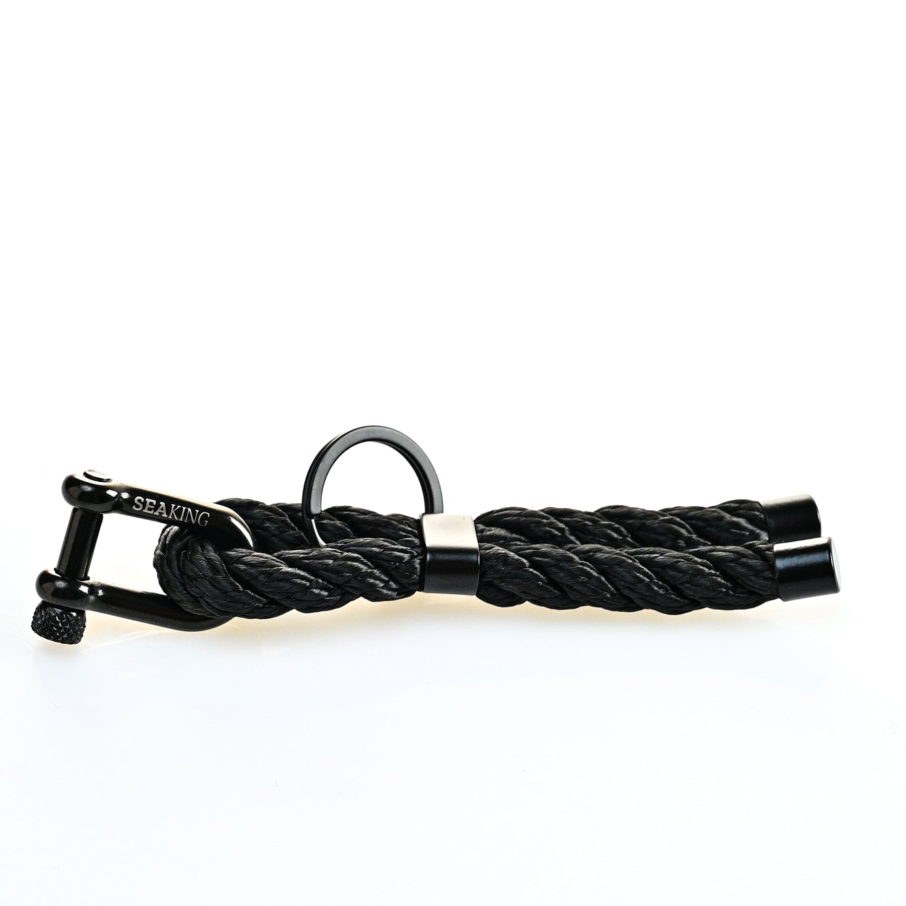 Geschenkset mit schwarzem Segeltau Schlüsselanhänger und Armband
