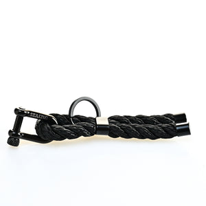 Geschenkset mit schwarzem Segeltau Schlüsselanhänger und Armband
