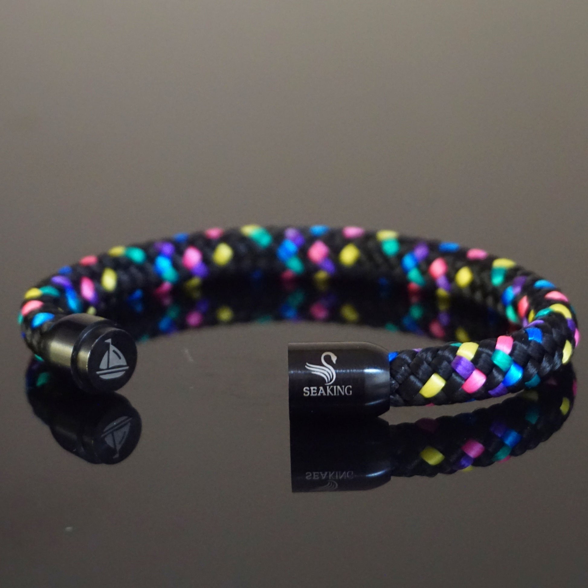 SeaKing Armband bunt aus 8 mm Segeltau mit Magnetverschluss Edelstahl