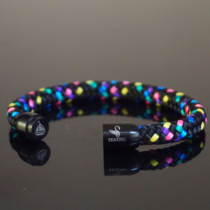 SeaKing Armband bunt aus 8 mm Segeltau mit Magnetverschluss Edelstahl