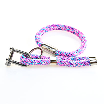 SeaKing Armband lila weiß aus Segeltau mit Edelstahlverschluss
