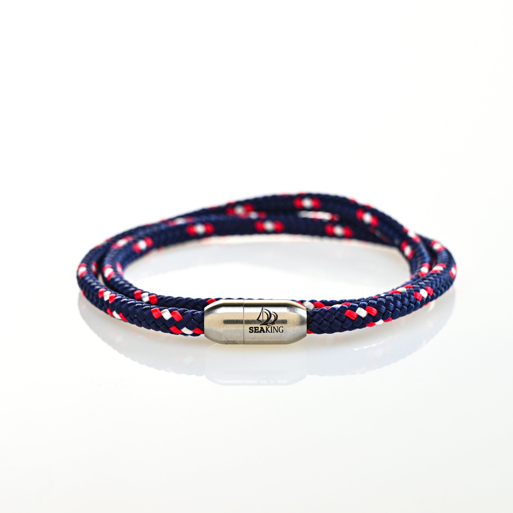 armband seaking traunsee der amerikaner blau rot weiss segeltau magnetverschluss
