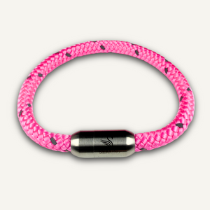 Armband SeaKing BODENSEE – Pink Horizon aus echtem Segeltau mit Magnetverschluss.