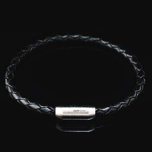 armband seaking eternalblack schwarz leder edelstahlverschluss geflecht