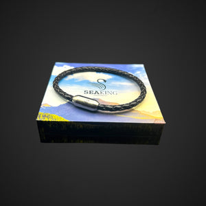 Armband SeaKing GODFATHER Obsidian Brew aus echtem Leder mit Magnetverschluss