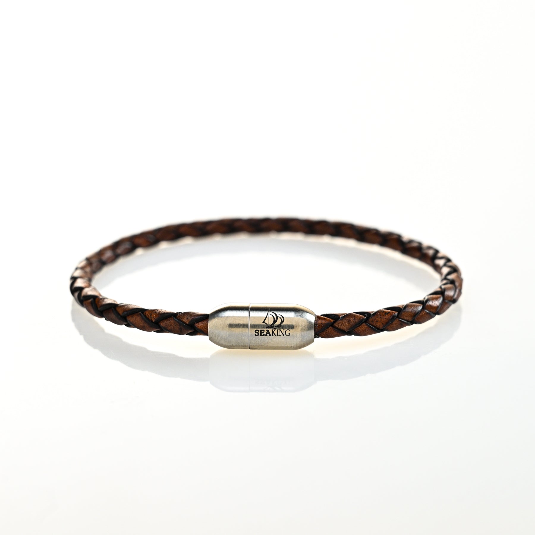 armband seaking timelessmocha braun geflecht lederarmband magnetisch