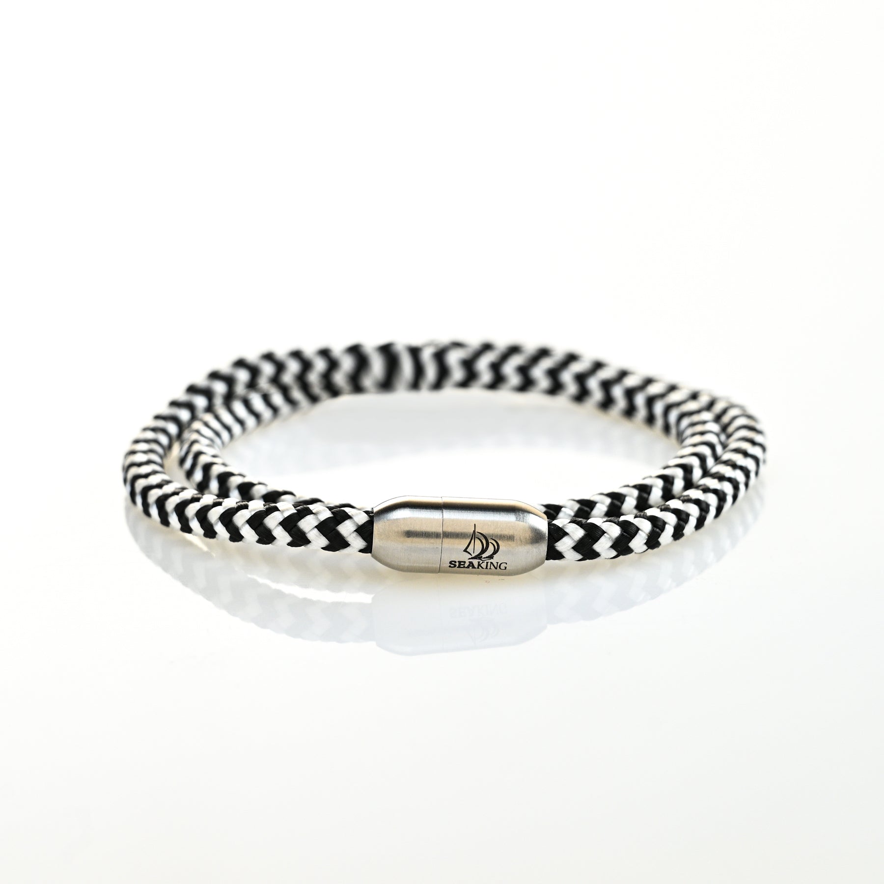 armband seaking traunsee blacksalt schwarz weiss segeltau
