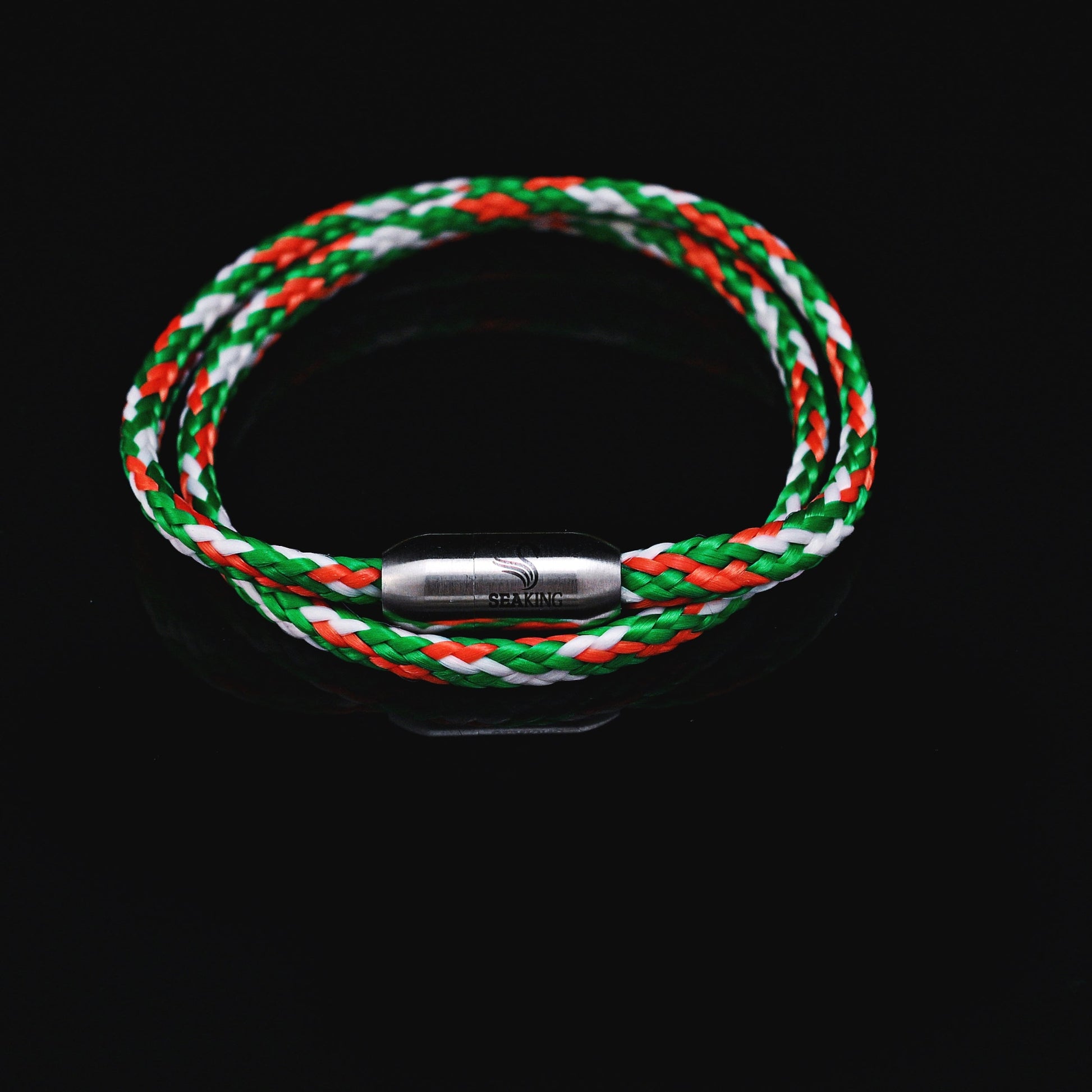 Armband SeaKing TRAUNSEE Madonna aus Segeltau in Orange, Grün und Weiß 