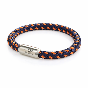 Handgefertigt Armband SeaKing BODENSEE – Orange Marine in Orange Dunkelblau mit Magnetverschluss
