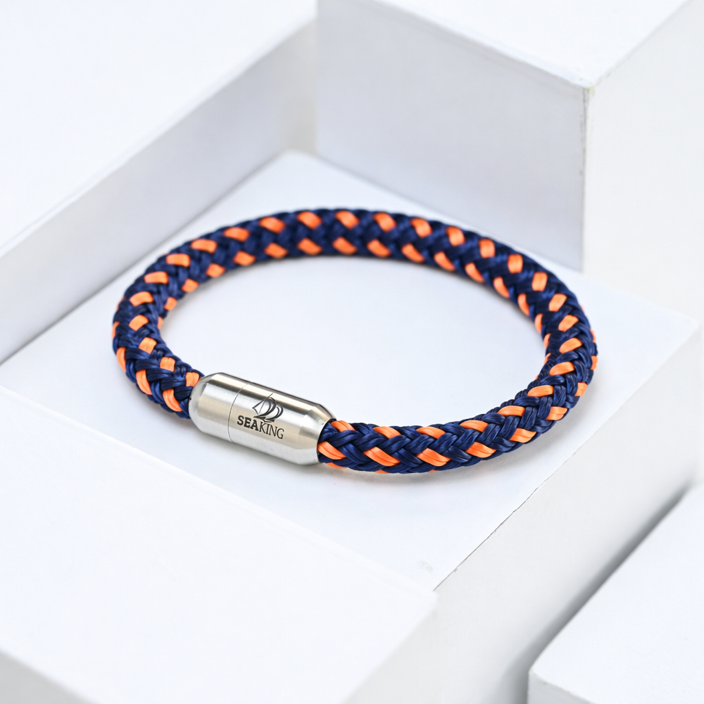 SeaKing Armband Orange_Marine – sportlich & handgefertigt