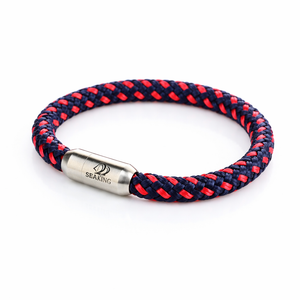 Handgefertigt Armband SeaKing BODENSEE – Red Marine in Rot Dunkelblau mit Magnetverschluss
