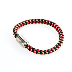 Handgefertigt Armband SeaKing BODENSEE – Ruby Cream in Rot Schwarz mit Magnetverschluss
