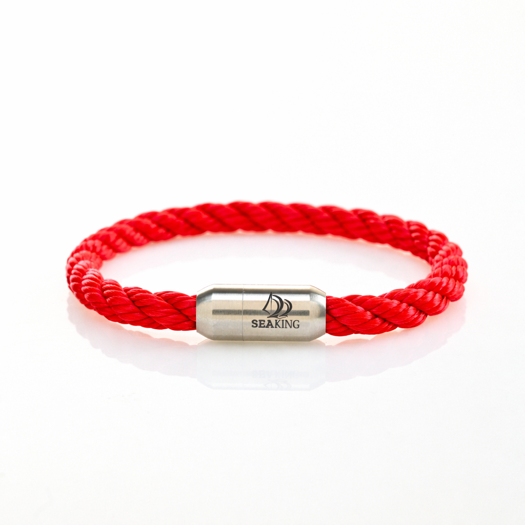 Armband SeaKing BODENSEE Vivienne aus rotem Segeltau mit Edelstahl Magnetverschluss
