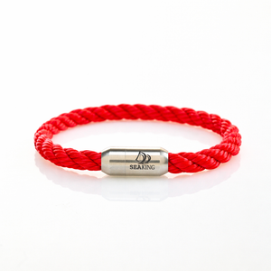 Armband SeaKing BODENSEE Vivienne aus rotem Segeltau mit Edelstahl Magnetverschluss
