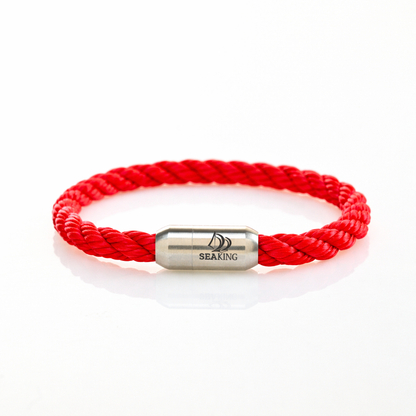 Armband SeaKing BODENSEE Vivienne aus rotem Segeltau mit Edelstahl Magnetverschluss
