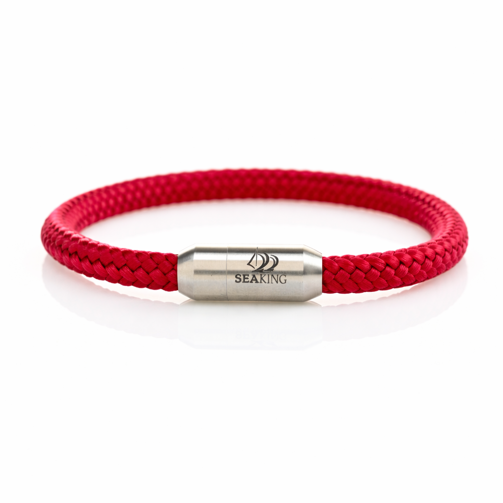 SeaKing Armband Burgund aus Segeltau – handgefertigt
