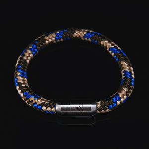 handgefertigt Armband SeaKing Oase mit blauem und beigem Segeltau