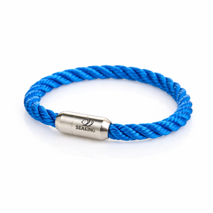 handgefertigt Armband SeaKing Penne aus blauem Segeltau
